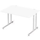 Schäfer Shop Select Desk COMBITEC, rectangle, C-foot, W 1200 x D 800 x H 677-817 mm, white/white aluminum
