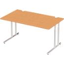 Schäfer Shop Select Desk COMBITEC, rectangle, C-foot, W 1600 x D 800 x H 677-817 mm, beech/white aluminum
