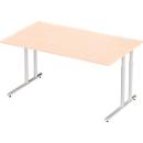 Schäfer Shop Select Desk COMBITEC, rectangle, C-foot, W 1600 x D 800 x H 677-817 mm, maple/white aluminum