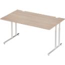 Schäfer Shop Select Desk COMBITEC, rectangle, C-foot, W 1600 x D 800 x H 677-817 mm, oak/white aluminum