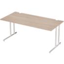 Schäfer Shop Select Desk COMBITEC, rectangle, C-foot, W 1800 x D 800 x H 677-817 mm, oak/white aluminum
