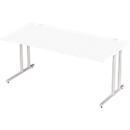 Schäfer Shop Select Desk COMBITEC, rectangle, C-foot, W 1800 x D 800 x H 677-817 mm, white/white aluminum