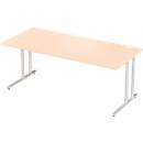 Schäfer Shop Select Desk COMBITEC, rectangle, C-foot, W 2000 x D 1000 x H 677-817 mm, maple/white aluminum