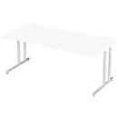 Schäfer Shop Select Desk COMBITEC, rectangle, C-foot, W 2000 x D 1000 x H 677-817 mm, white/white aluminum
