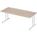 Schäfer Shop Select Desk COMBITEC, rectangle, C-foot, W 2000 x D 800 x H 677-817 mm, oak/white aluminum