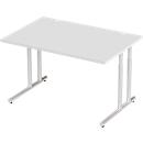 Schäfer Shop Select Desk COMBITEC, rectangular, C-foot, W 1200 x D 800 x H 677-817 mm, light gray/white aluminum