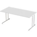 Schäfer Shop Select Desk COMBITEC, rectangular, C-foot, W 1800 x D 800 x H 677-817 mm, light gray/white aluminum