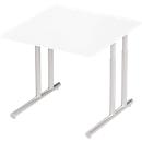 Schäfer Shop Select Desk COMBITEC, square, C-foot, W 800 x D 800 x H 677-817 mm, white/white aluminum