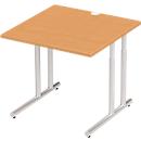 Schäfer Shop Select Desk COMBITEC, vierkant, C-poot, B 800 x D 800 x H 677-817 mm, beuken/wit aluminium