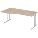 Schäfer Shop Select Desk COMBITEC, vrijstaand, aanbouw links, C-poot, B 1800 x D 1000/800 x H 677-817 mm, eiken/wit aluminium