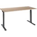Schäfer Shop Select desk ERGO-T 2.0, square, T-foot, W 1600 x D 800 x H 675-895 mm, oak/anthracite