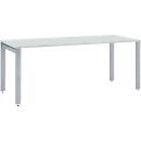 Schäfer Shop Select desk LOGIN, 4-legged, W 1600 x D 800 x H 740 mm, light gray/white aluminum