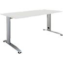 Schäfer Shop Select desk LOGIN, manually height-adjustable, C-foot, W 1200 x D 800 x H 660-820 mm, light gray/white aluminum