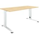 Schäfer Shop Select desk LOGIN, manually height-adjustable, C-foot, W 1200 x D 800 x H 660-820 mm, maple/traffic white