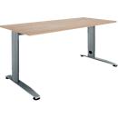 Schäfer Shop Select desk LOGIN, manually height-adjustable, C-foot, W 1200 x D 800 x H 660-820 mm, oak/basalt gray