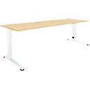 Schäfer Shop Select desk LOGIN, manually height-adjustable, C-foot, W 1600 x D 800 x H 660-820 mm, maple/traffic white