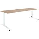 Schäfer Shop Select desk LOGIN, manually height-adjustable, C-foot, W 1600 x D 800 x H 660-820 mm, oak/traffic white