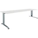 Schäfer Shop Select desk LOGIN, manually height-adjustable, C-foot, W 1800 x D 800 x H 660-820 mm, light gray/basalt gray