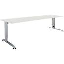 Schäfer Shop Select desk LOGIN, manually height-adjustable, C-foot, W 1800 x D 800 x H 660-820 mm, light gray/white aluminum
