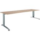 Schäfer Shop Select desk LOGIN, manually height-adjustable, C-foot, W 1800 x D 800 x H 660-820 mm, oak/basalt gray
