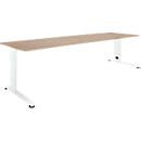 Schäfer Shop Select desk LOGIN, manually height-adjustable, C-foot, W 1800 x D 800 x H 660-820 mm, oak/traffic white