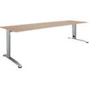 Schäfer Shop Select desk LOGIN, manually height-adjustable, C-foot, W 1800 x D 800 x H 660-820 mm, oak/white-aluminum