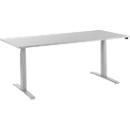 Schäfer Shop Select Desk LOGIN, regulable en altura eléctricamente, rectangular, pie en T, ancho 1800 x fondo 800 x alto 645-1290 mm, aluminio gris claro/blanco