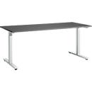 Schäfer Shop Select Desk Start Off, T-foot, rectangle, steel/wood, W 1800 x D 800 x H 735 mm, graphite 