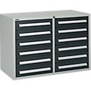 Schäfer Shop Select drawer cabinet SF 120, 12 drawers with label plates, lockable, W 1055 x D 500 x H 723 mm, light grey RAL7035/anthracite grey RAL 7016