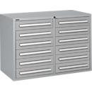 Schäfer Shop Select drawer cabinet SF 120, 12 drawers with label plates, lockable, W 1055 x D 500 x H 723 mm, white aluminum RAL 9006/white aluminum RAL 9006