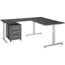 Schäfer Shop Select Ensemble de meubles de bureau 3 pièces Bureau Start Off, rectangulaire, pied en T, L 1800 x P 800 x H 735 mm 