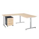 Schäfer Shop Select Ensemble de meubles de bureau 3 pièces Bureau Start Off, rectangulaire, pied en T, L 1800 x P 800 x H 735 mm, érable/graphite