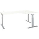 Schäfer Shop Select ERGO-T 2.0 angled desk, 90° angle, attachment right, T-foot, W 2000 x D 1200/800 x H 675-895 mm, white/white aluminium
