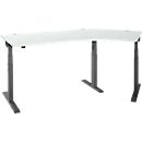 Schäfer Shop Select ERGO-T 2.0 angled desk, electrically height-adjustable, 135° angle right, T-foot, W 2185 mm, light gray/anthracite
