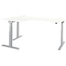 Schäfer Shop Select ERGO-T 2.0 angled desk, electrically height-adjustable, 90° angle left, T-foot, W 2000 mm, white/white aluminium