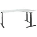 Schäfer Shop Select ERGO-T 2.0 angled desk, electrically height-adjustable, 90° angle right, T-foot, W 2000 mm, light grey/anthracite