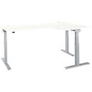 Schäfer Shop Select ERGO-T 2.0 angled desk, electrically height-adjustable, 90° angle right, T-foot, W 2000 mm, white/white aluminium