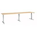 Schäfer Shop Select ERGO-T 2.0 Big desk, electric height adjustment, rectangular, T-foot, W 3200 x D 800 x H 640-1300 mm, maple/white alu