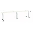Schäfer Shop Select ERGO-T 2.0 Big desk, electric height adjustment, rectangular, T-foot, W 3200 x D 800 x H 640-1300 mm, white/white aluminium