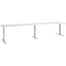Schäfer Shop Select ERGO-T 2.0 Big desk, electric height adjustment, rectangular, T-foot, W 3600 x D 800 x H 640-1300 mm, light grey/white aluminium