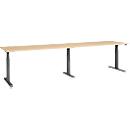 Schäfer Shop Select ERGO-T 2.0 Big desk, electrically height adjustable, rectangular, T-foot, W 3200 x D 800 x H 640-1300 mm, maple/anthracite