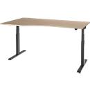 Schäfer Shop Select ERGO-T 2.0 desk, electrically height-adjustable, free-form attachment left, T-foot, W 1800 x H 640-1300 mm, oak/anthracite