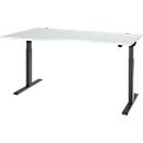 Schäfer Shop Select ERGO-T 2.0 desk, electrically height-adjustable, free-form attachment left, T-foot, W 1800 x H 715-1205 mm, light grey/anthracite