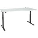Schäfer Shop Select ERGO-T 2.0 desk, electrically height-adjustable, free-form attachment right, T-foot, W 1800x H 640-1300 mm, light grey/anthracite