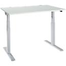 Schäfer Shop Select ERGO-T 2.0 desk, electrically height-adjustable, rectangular, T-foot, W 1200 x D 800 x H 640-1300 mm, light gray/white aluminum