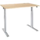 Schäfer Shop Select ERGO-T 2.0 desk, electrically height-adjustable, rectangular, T-foot, W 1200 x D 800 x H 640-1300 mm, maple/white aluminum