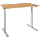 Schäfer Shop Select ERGO-T 2.0 desk, electrically height-adjustable, rectangular, T-foot, W 1200 x D 800 x H 715-1205 mm, beech/white aluminum