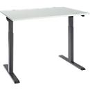 Schäfer Shop Select ERGO-T 2.0 desk, electrically height-adjustable, rectangular, T-foot, W 1200 x D 800 x H 715-1205 mm, light gray/anthracite