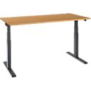 Schäfer Shop Select ERGO-T 2.0 desk, electrically height-adjustable, rectangular, T-foot, W 1600 x D 800 x H 640-1300 mm, beech/anthracite