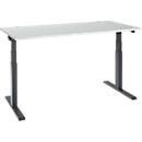 Schäfer Shop Select ERGO-T 2.0 desk, electrically height-adjustable, rectangular, T-foot, W 1600 x D 800 x H 640-1300 mm, light gray/anthracite
